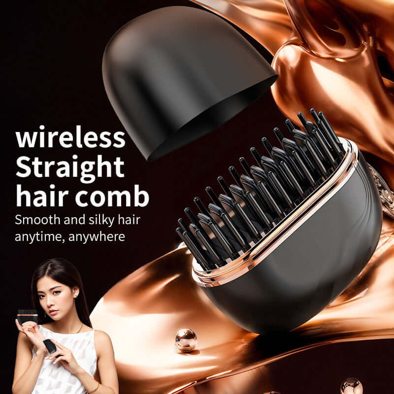 Mini hair straightening comb with wireless charging design