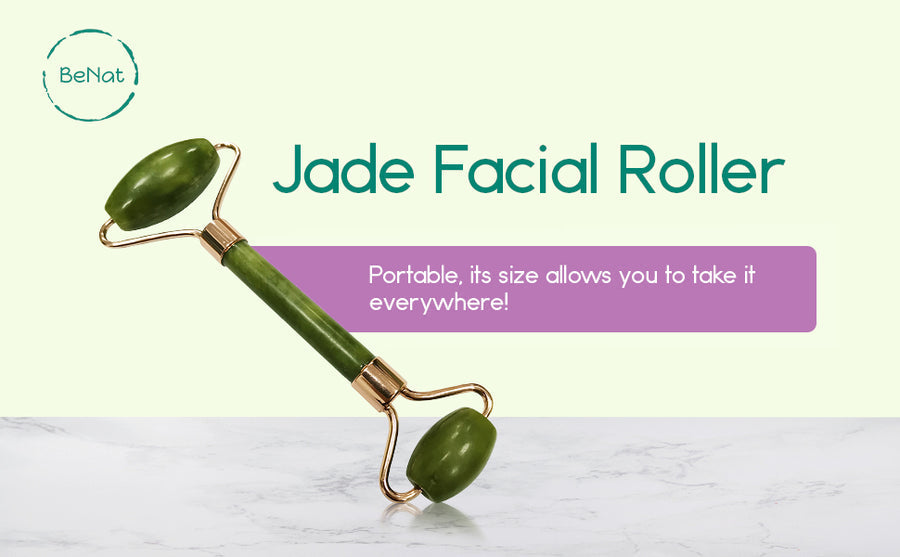 Jade roller and gua sha skincare set in gift packaging