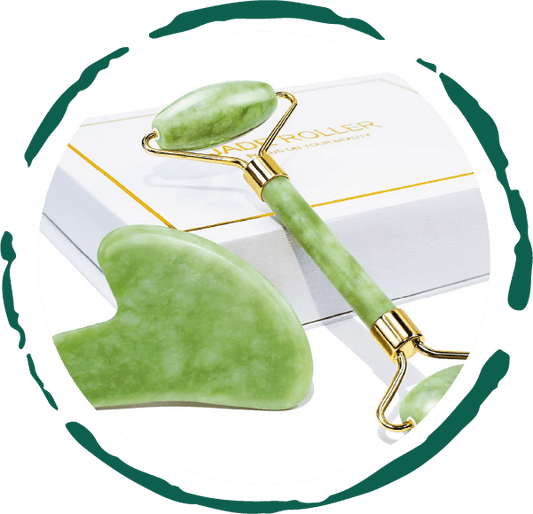 Jade roller and gua sha gift box for facial massage
