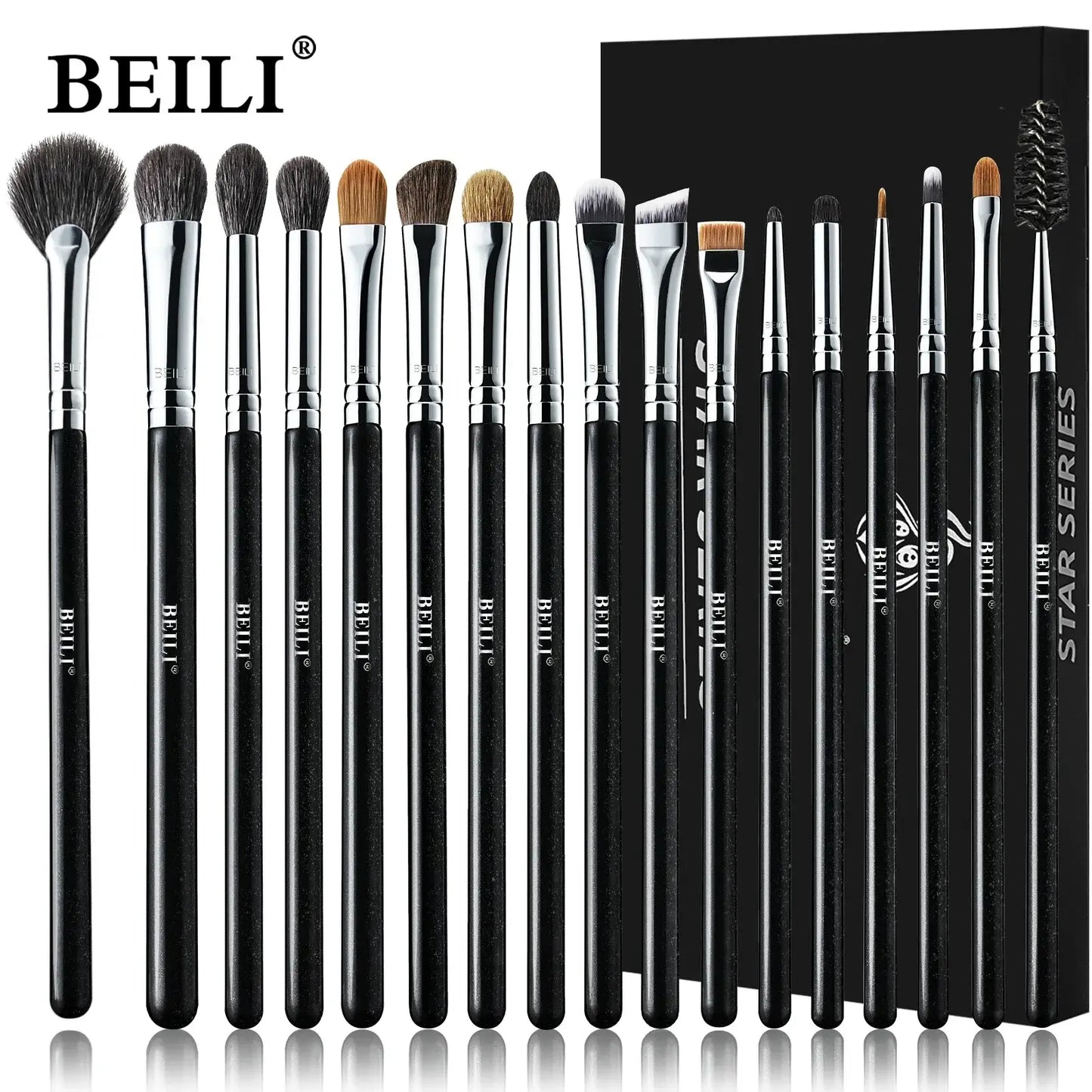 Professional Makeup Brush Set BEILI 17PCS Foundation & Eye Brushes