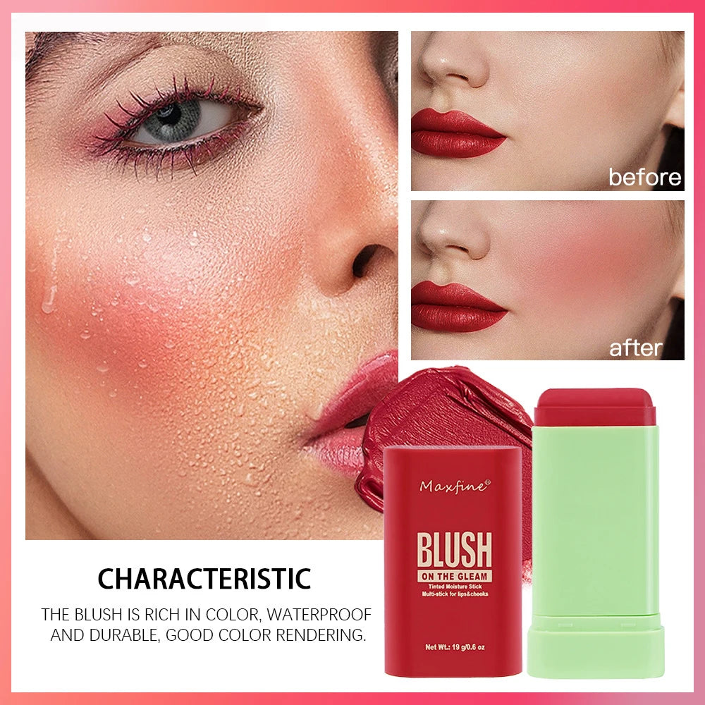 Portable blush stick with moisturizing formula for all skin types