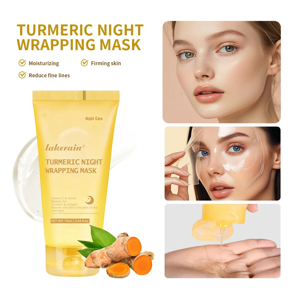 Lakerain Turmeric Night Wrapping Mask for moisturizing, firming skin, and reducing fine lines.