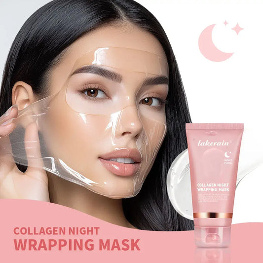 Korean Collagen Face Mask applied on model, showcasing firming and revitalizing skin benefits.