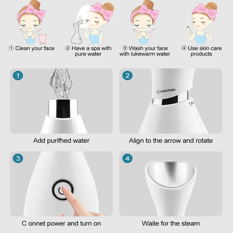 Nano Ionic Face Steamer Professional Facial Mist Sprayer