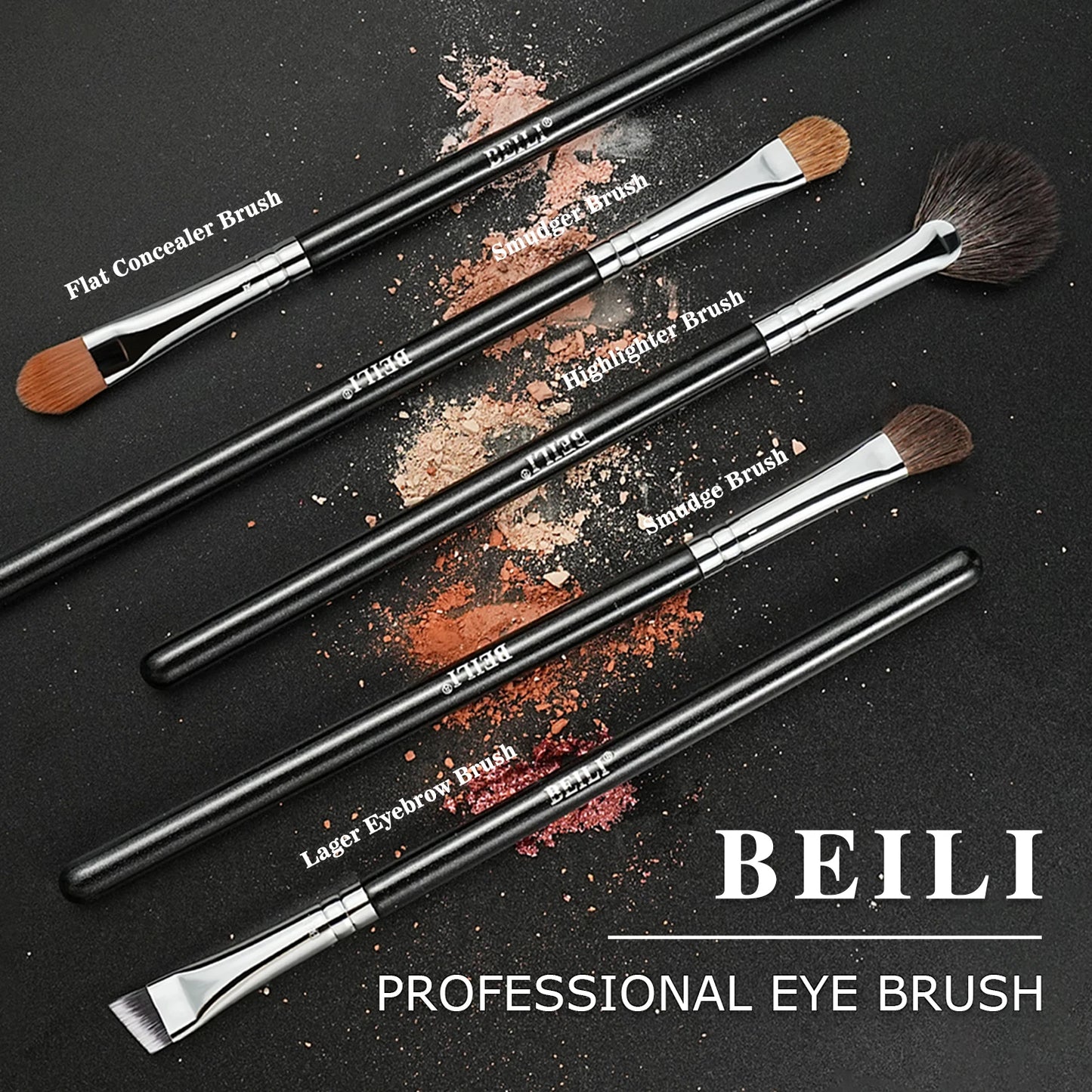 Professional Makeup Brush Set BEILI 17PCS Foundation & Eye Brushes