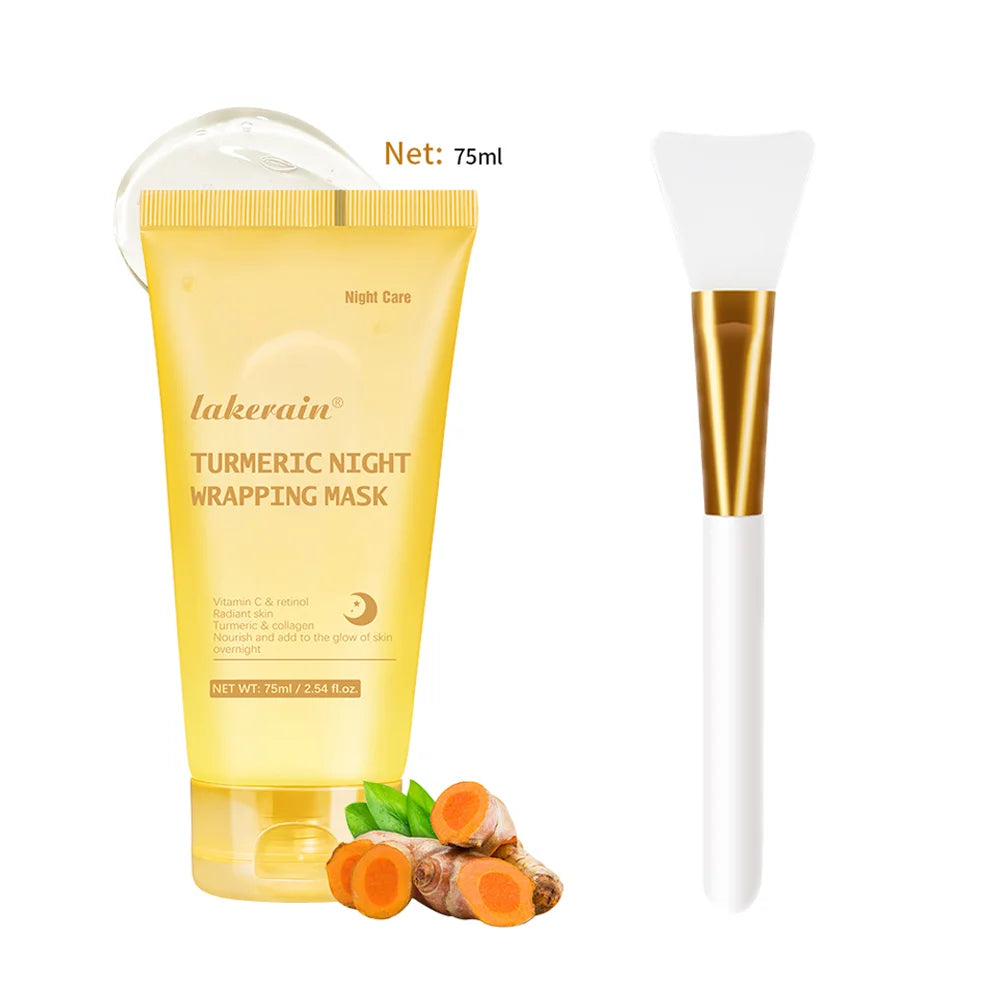 Korean Collagen Face Mask in a vibrant packaging, showcasing turmeric, for rejuvenating night care treatment.
