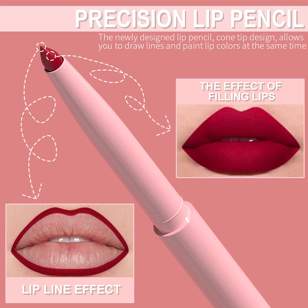 Lip Liner Pen Set Long-Lasting Waterproof Lip Gloss Pencils